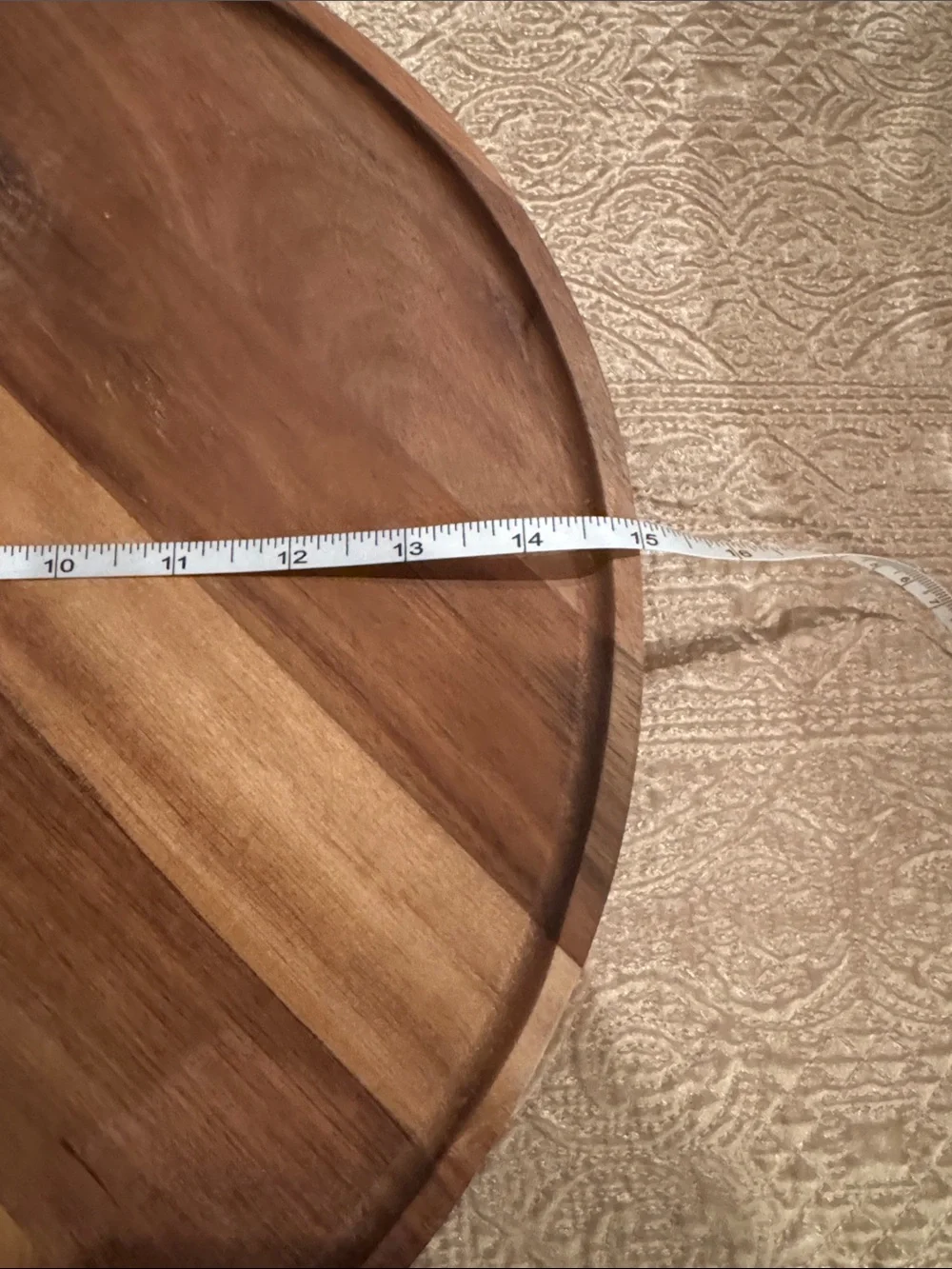 Wooden Round Serving Tray - Natural Brown